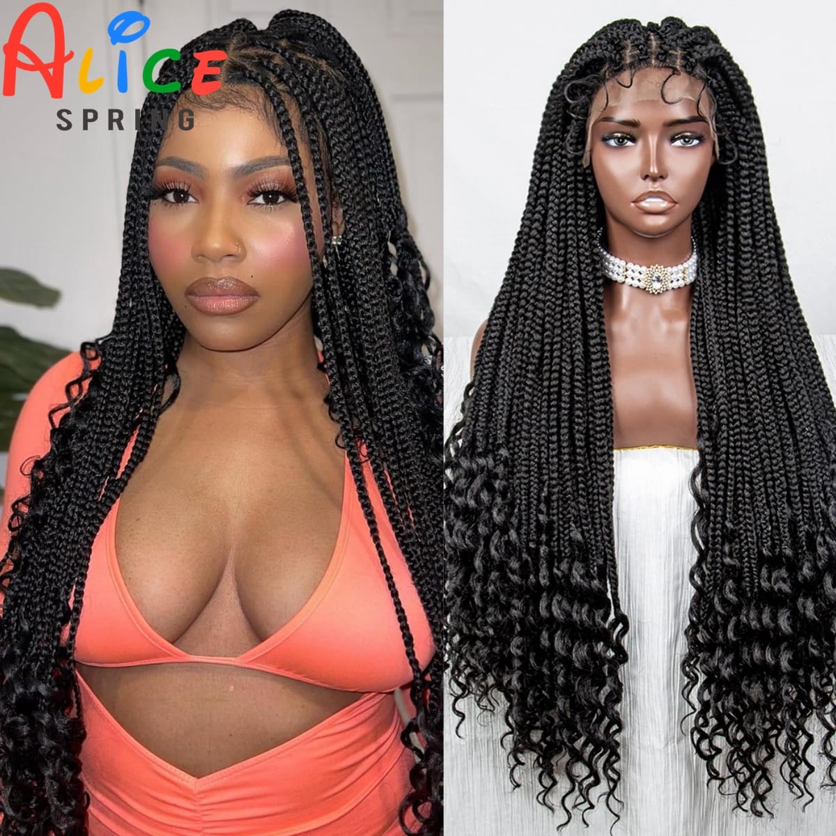 36 Inches Synthetic Lace Front Braided Wigs with Baby Hair Dreadlocks Natural Hair Synthetic Braided Wigs for Black Women
