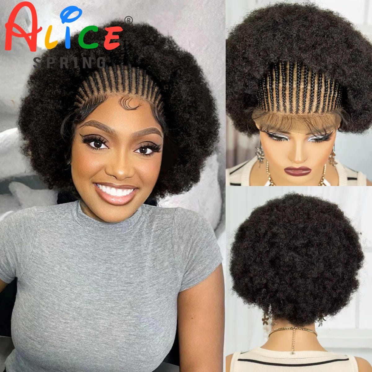 Afro Curly Braided Wigs Synthetic 13x6  Lace Frontal Braids Wig For Black Women Short Curly Braided Lace Wigs With Baby Hair
