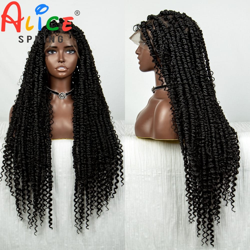 Synthetic Braided Wig Natural Color Knotless Braided Wig for Black Women Long Colored Cornrow Box Braiding Wig with Baby Hair