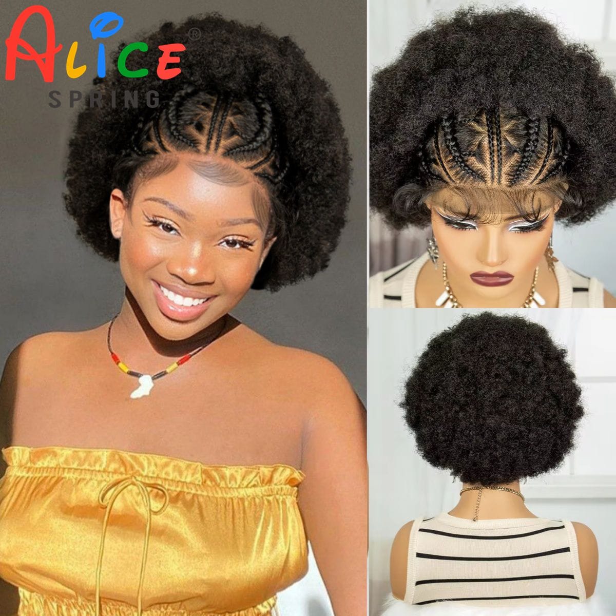 6inch Afro Curly Synthetic Lace Frontal Braided Wigs For Black Women 13x6 Transparent Short Curly Braids Wigs With Baby Hair