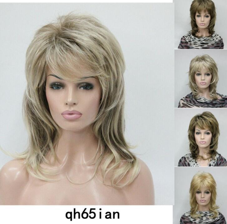 Charm Ladies Medium Length Natural Hair Wig Daily Party Hair Cosplay Full Wig