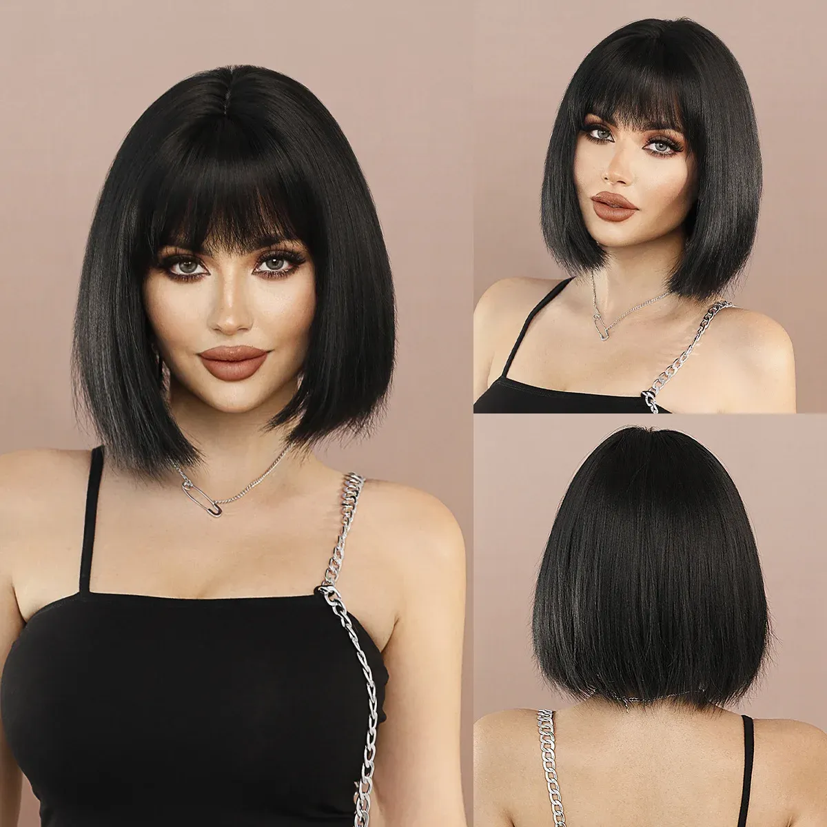 5Style Short Omber Black Blonde Gradient Color Women’s Cosplay Hair Wig for Halloween Christmas Anime Wigs