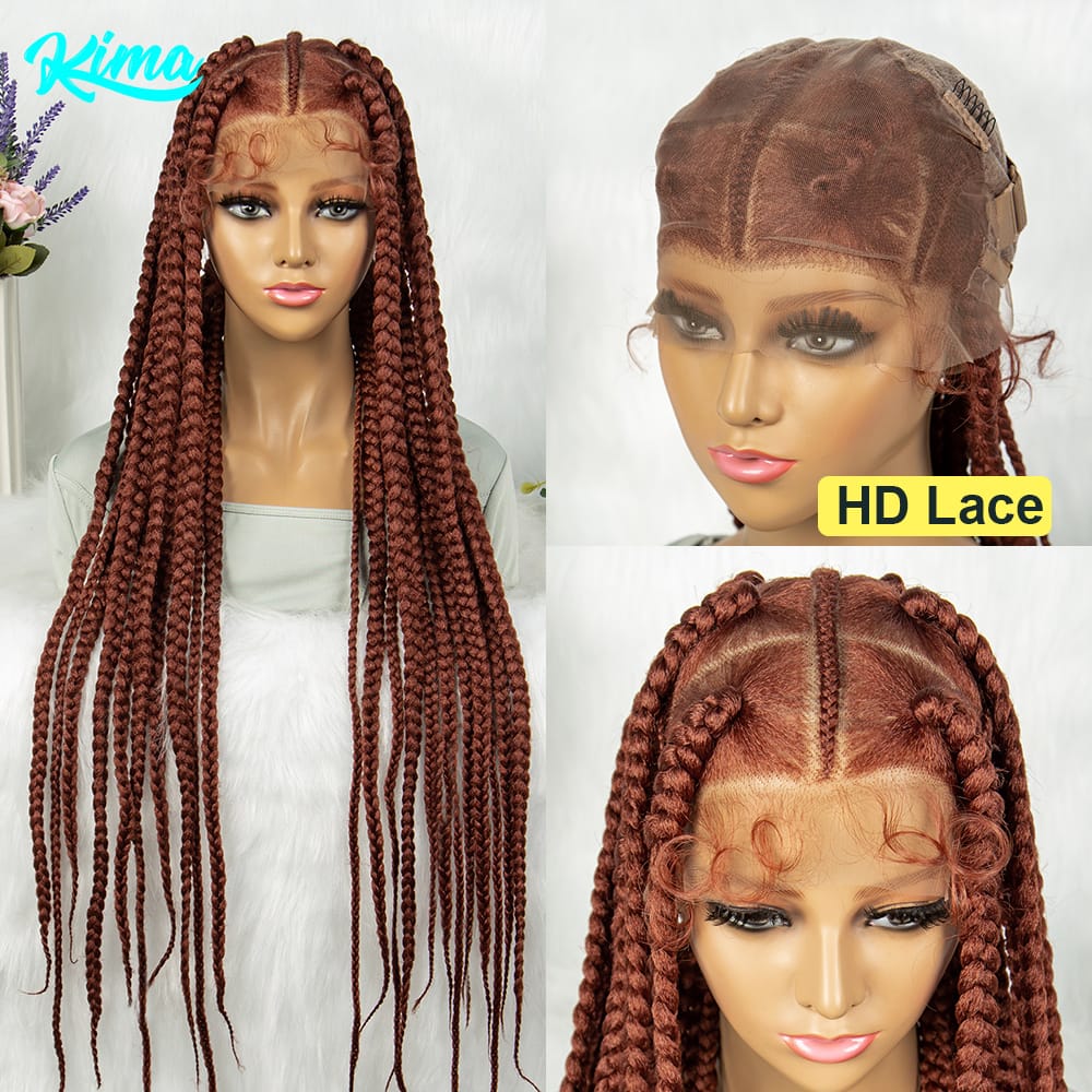 KIMA New Synthetic HD Full Lace Wig Braided Wigs For Black Women Crochet Braid Braiding Hair Knotless Box Cornrow Braids Wigs