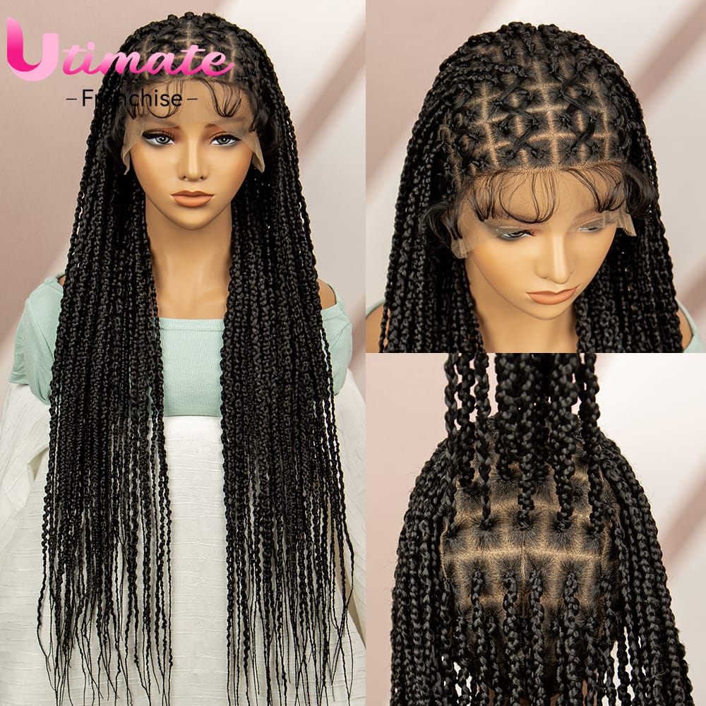 Crisscross Full Lace Braided Wigs Cross Knot Braids Wigs with Baby Hair for Black Women Box Braids Wigs Crochet Locks Wigs
