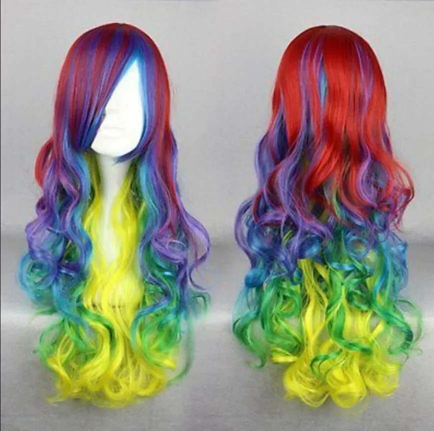 free shipping Lolita Long Curly Stylish Multi-Colors Girls Fashion Anime Cosplay Hair Wig