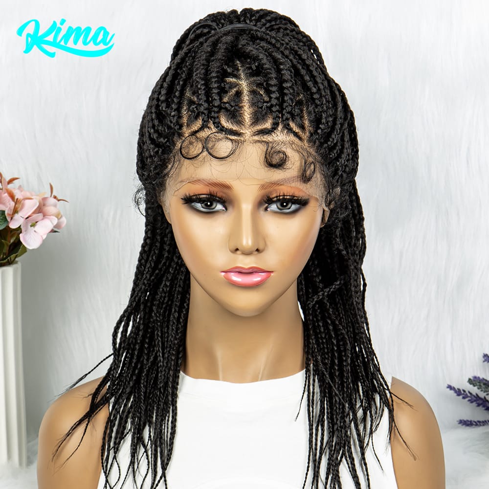 Box Braided Wig Synthetic 13x5 Lace Front Braiding Ponytail Wig African Braided Hair Ponytail Hair Wig With Baby Hair