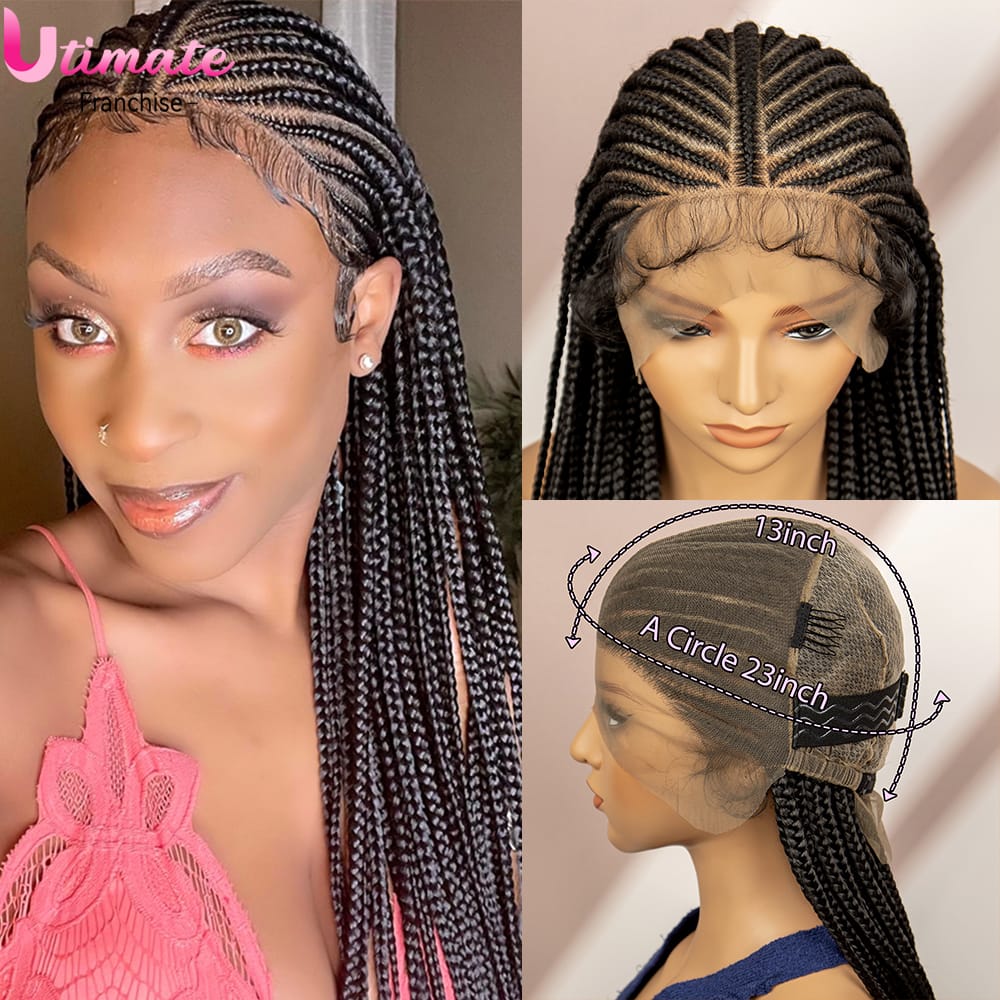 Long Synthetic Braiding Wigs 36 inches Cornrow Braided Wigs with Baby Hair Synthetic Afro Braids Wigs for Black Women