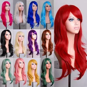 Lady Fashion 70cm Full Curly Wigs Cosplay Costume Anime Party Hair Wavy Long Wig