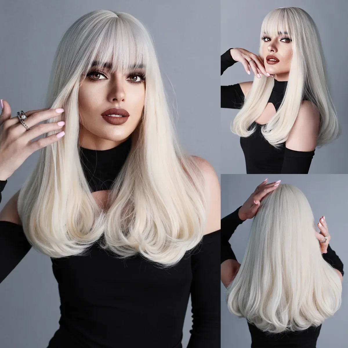 22“ Long 5Style Straight Cosplay Wavy Hair Wig for Women’s Halloween Christmas Anime Wigs