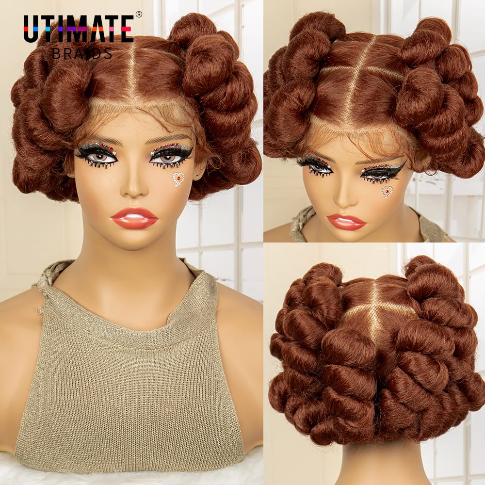 Synthetic Full Lace Braided Wigs Ginger Color 350 Kontless Braided Wigs with Baby Hair for Black Women Bread Braids Wig