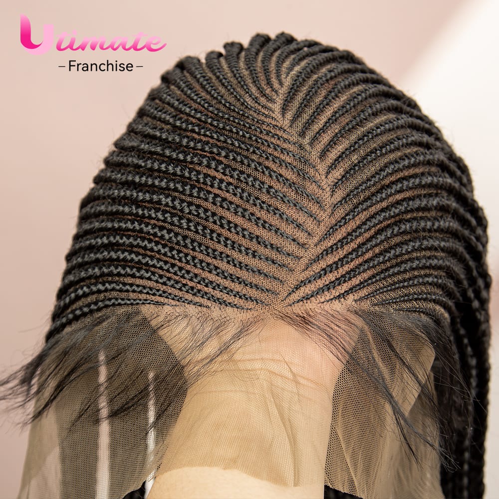 Cornrow Box Synthetic Braided Wigs Full Lace Box Braided Wigs for Black Women with Natural Baby Hair 360 Lace Wigs