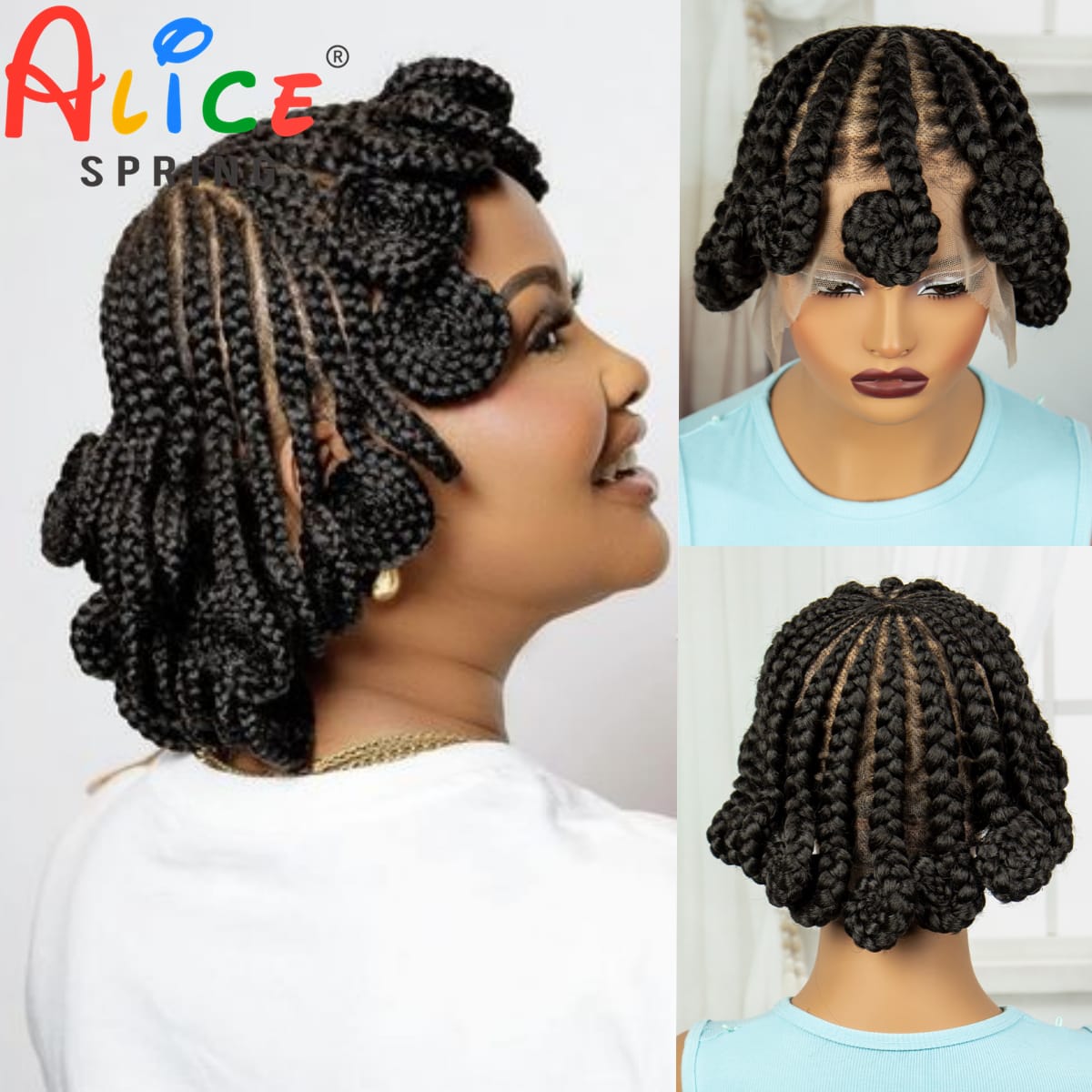 Synthetic Cornrow Braids Wig Full Lace Braided Wigs for Black Women Handmade Knotless Braiding Hair Transparent Braided Lace Wig