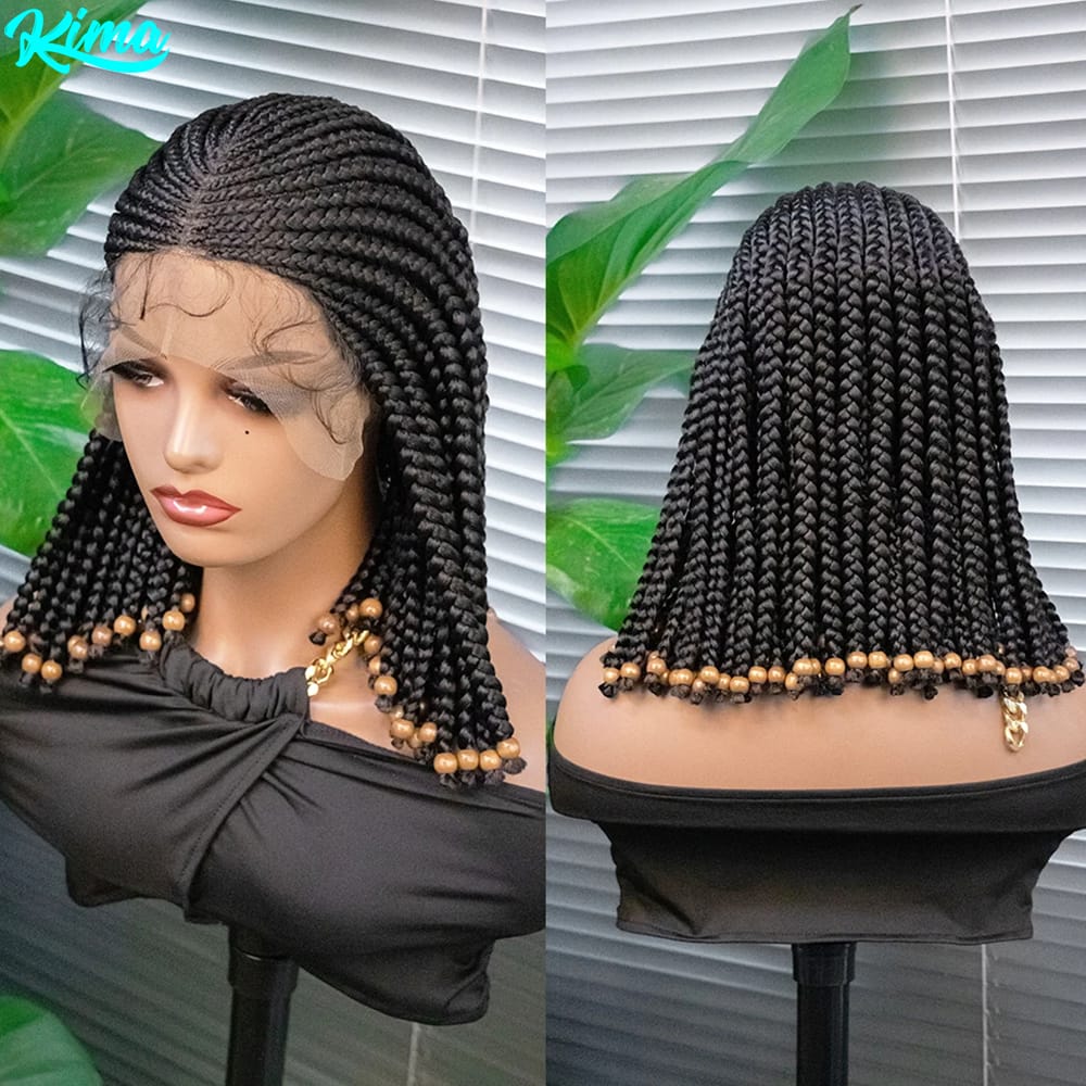 14 Inch Short Bob Wig Braided Wigs Synthetic Lace Front Wig Heat Resistant Synthetic Braiding Hair Wig For Black Women
