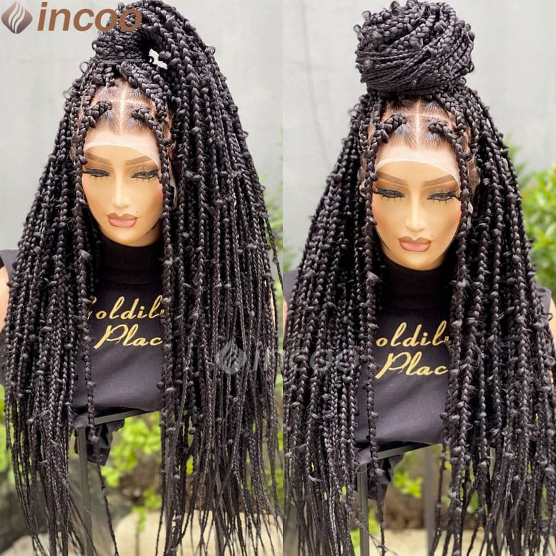 Synthetic Full Lace Braided Wig Butterfly Locs Jumbo Box Braided Wigs with Baby Hair for Women Full Lace Wig  Knotless Box Wigs
