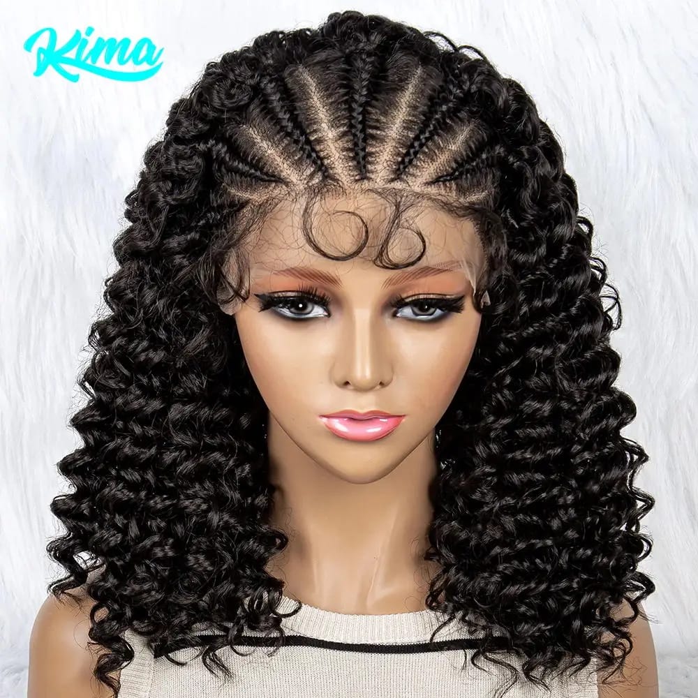 Braided Wigs Synthetic Lace Front Wig Braided Wigs With Baby Hair For Black Women Wig Kinky Curly Hair Wigs Curly Bob Wig