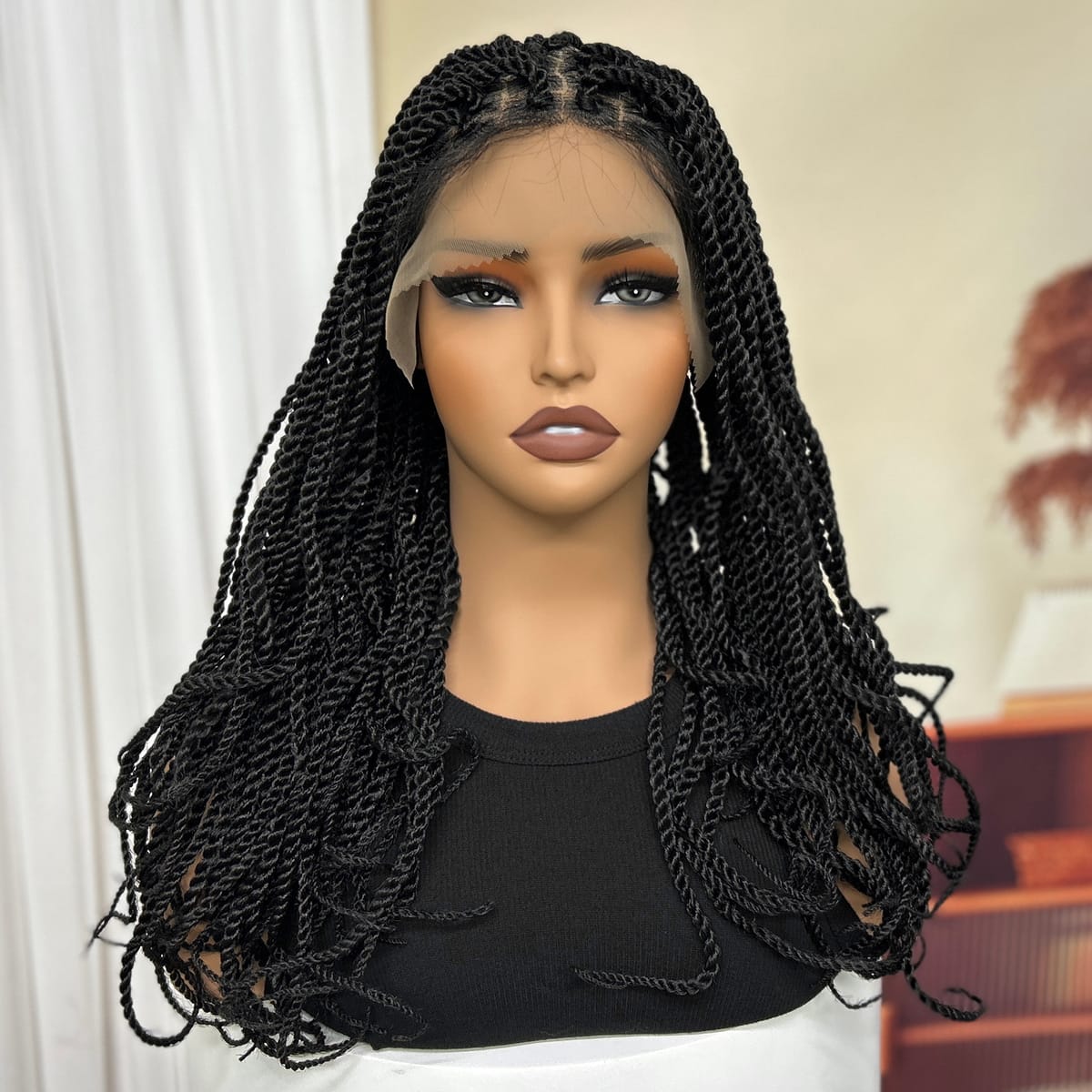 Twisted Braided Wigs with Baby Hair Lace Front Synthetic Box Braids Wigs for Black Women Lace Wigs Knotless