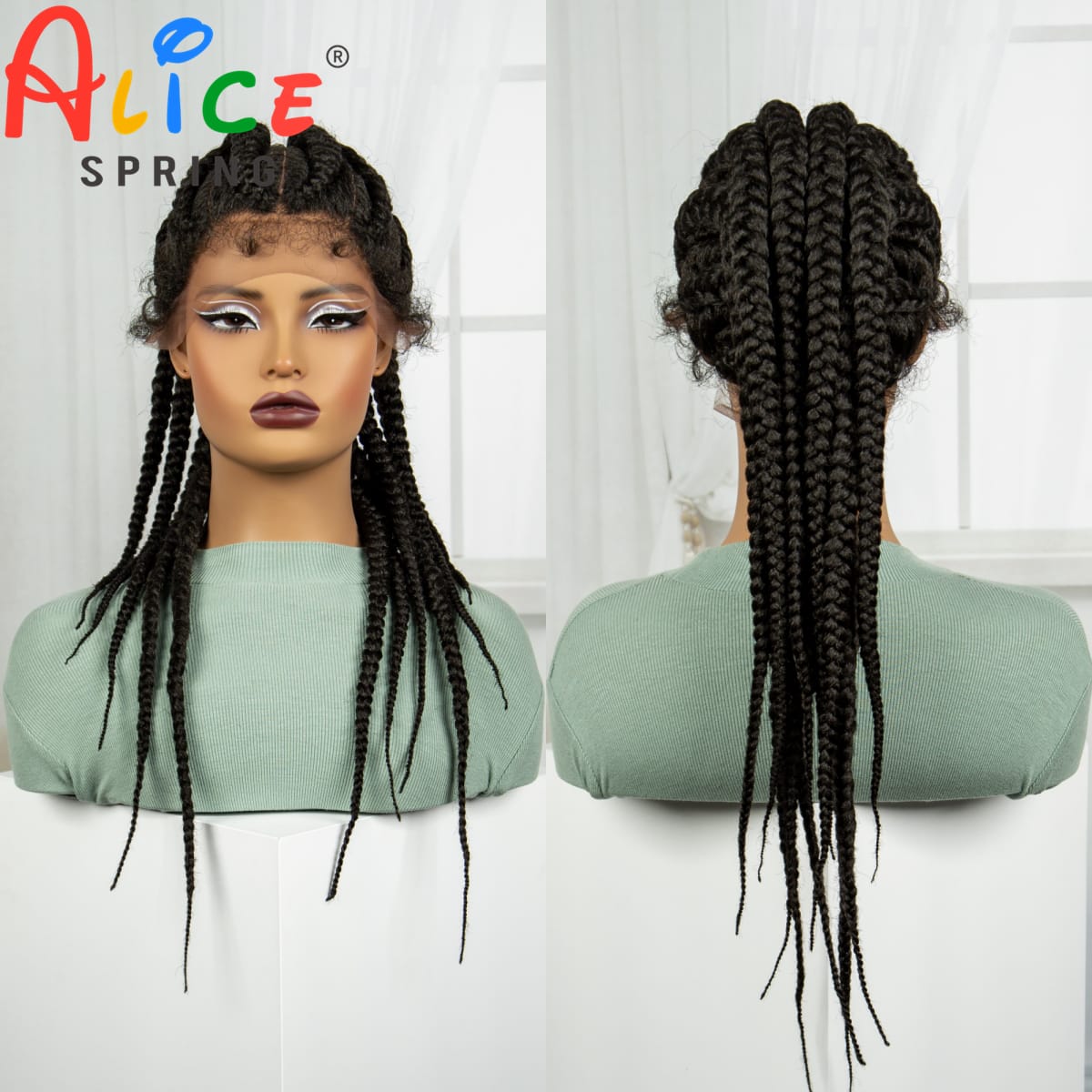 24 Inch Synthetic High Ponytail Braided Wigs Natural Cornrow Braids Wig With Baby Hair For Black Women Lace Ftont Braiding Hair