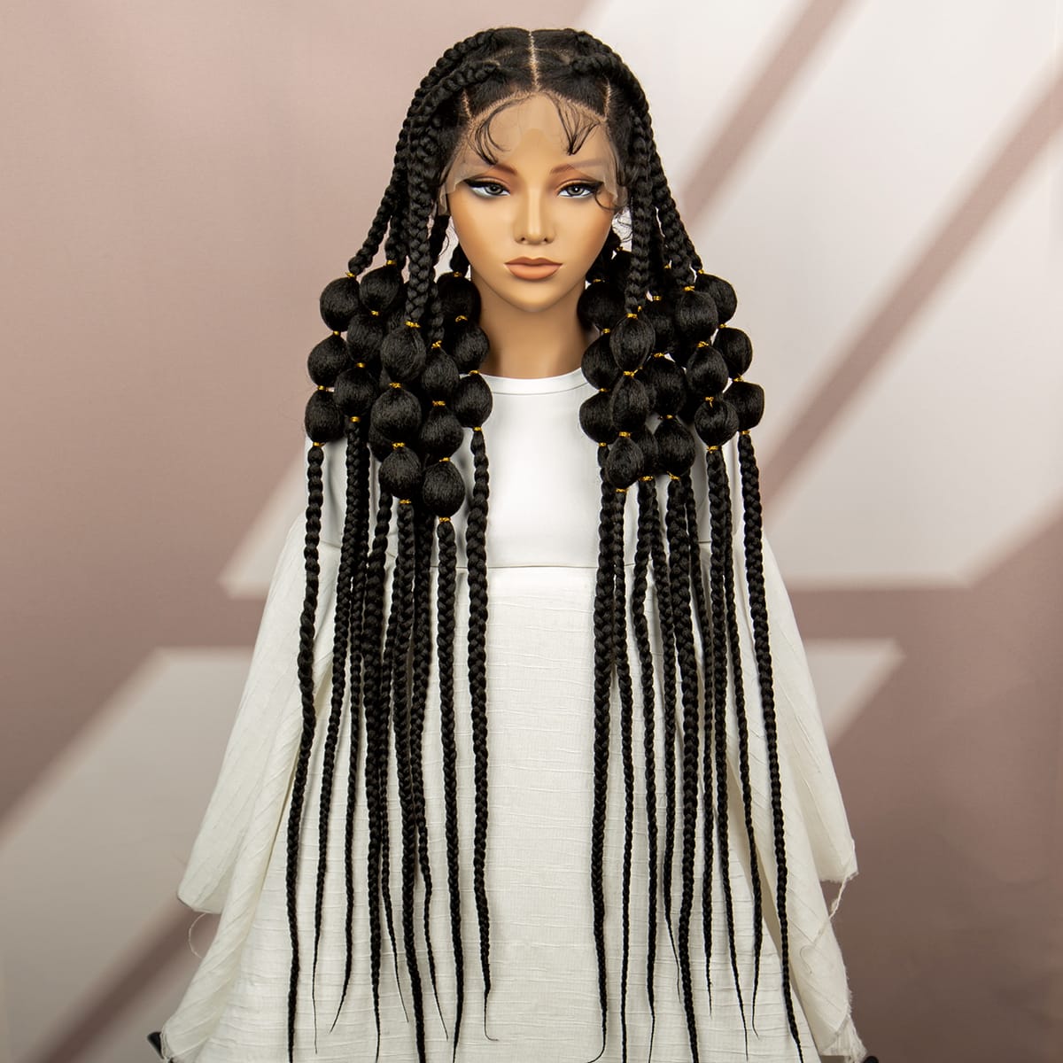 Synthetic Full Lace Braided Wigs with Baby Hair Bantu Braided Wigs Synthetic Box Braids Wigs for Black Women 40 Inches