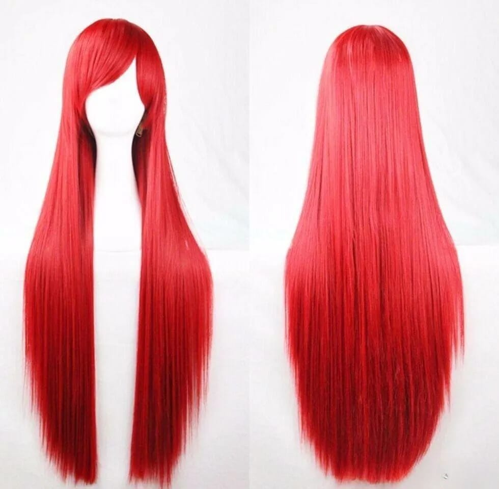 Fashion 80cm Women Long Red Straight Hair Wig Costume Party Anime Cosplay