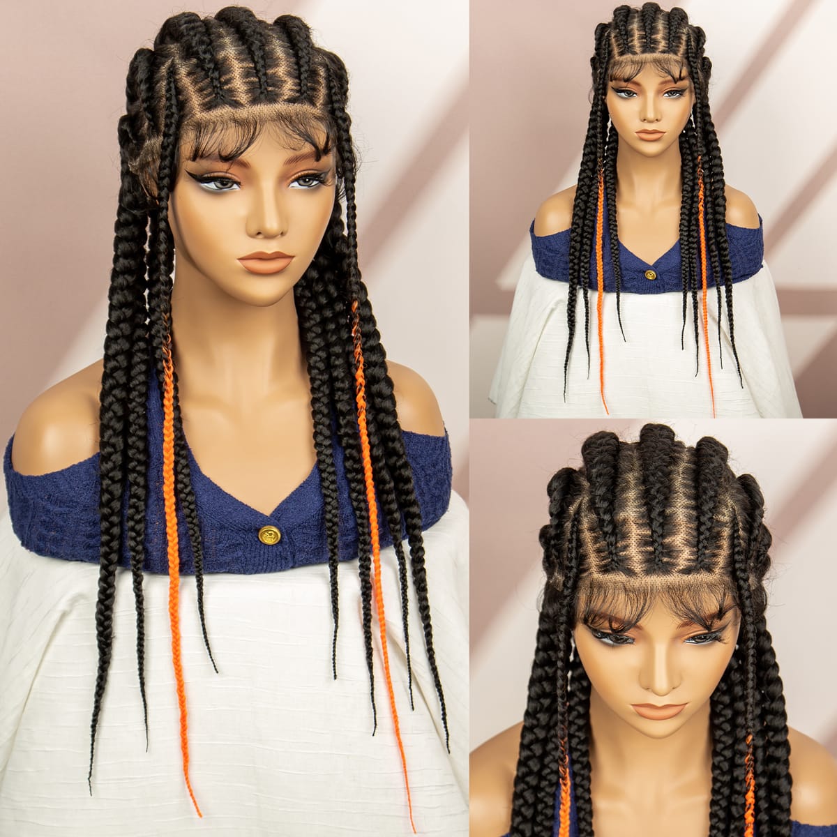 Full Lace Goddess Braided Wigs Synthetic Cornrow Braided Wigs with Baby Hair for Black Women