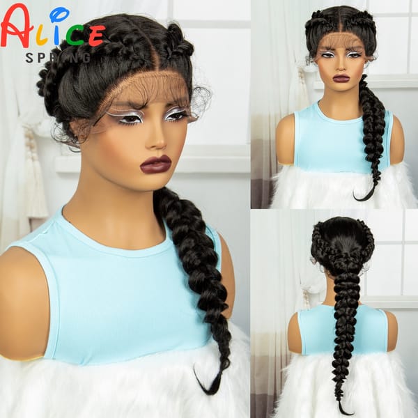 Handmade Twist Braided Wigs Synthetic Lace Front Knotelss Braided Lace Wigs for Black Women Natural Braidis Wigs with Baby Hair
