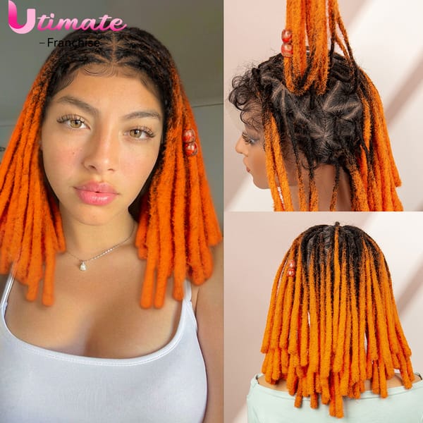 Full Lace Twisted Braided Wigs Synthetic Dreadlocks Braids Transparent Box Braided Wigs with Baby Hair Short Afro Wigs for Women
