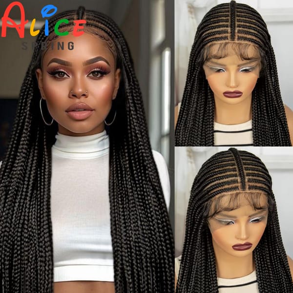 Cornrow Braided Wigs 36 Inch Synthetic Full Lace Knotless Braided Lace Wigs With Baby Hair for Black Women Lace Front Braids Wig