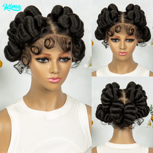 KIMA Handmade Afro Black Box Braids Wigs Full Lace Wig Bantu Braided Wig Knotless Braiding Hair Wig For Black Women