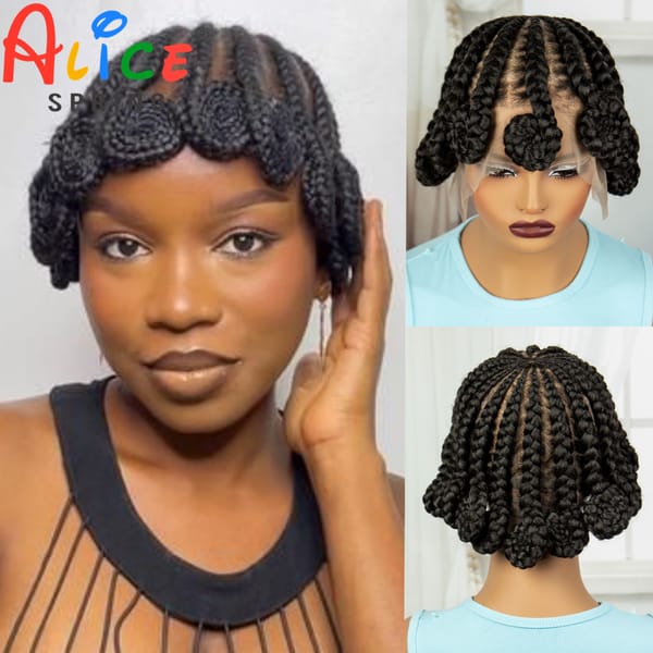 Synthetic Cornrow Braids Wig Full Lace Braided Wigs for Black Women Handmade Knotless Braiding Hair Transparent Braided Lace Wig