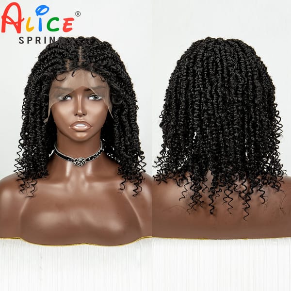 Synthetic Lace Front Braided Wigs Crochets Braids Short Wigs for Black Women Lace Fronttal Knotles  Braided Wigs with Baby Hair