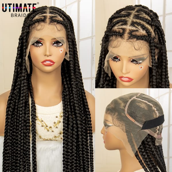 Afro Cornrow Braided Wigs Synthetic Full Lace Heart Knotless Braiding Wig for Black Women with Baby Hair Box Braids Wigs
