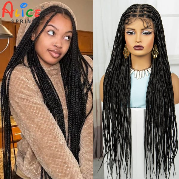36 Inches Knotless Box Braided Wigs Synthetic Full Lace Braided Lace Wigs with Baby Hair Lace Frontal Braids Wig for Black Women