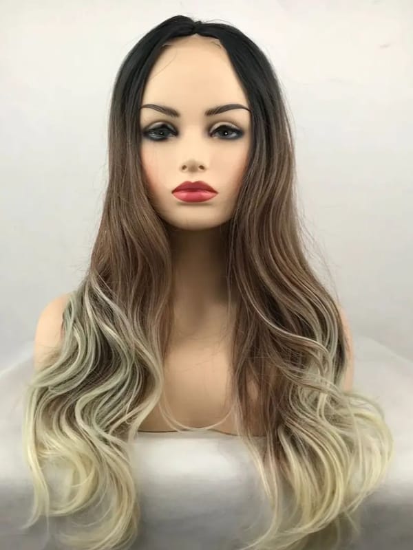 Long Wavy Synthetic Lace Front Hair Wigs Mid-Length Brown Blonde Lace Wig for Women Afro Cosplay Daily Heat Resistant Hair