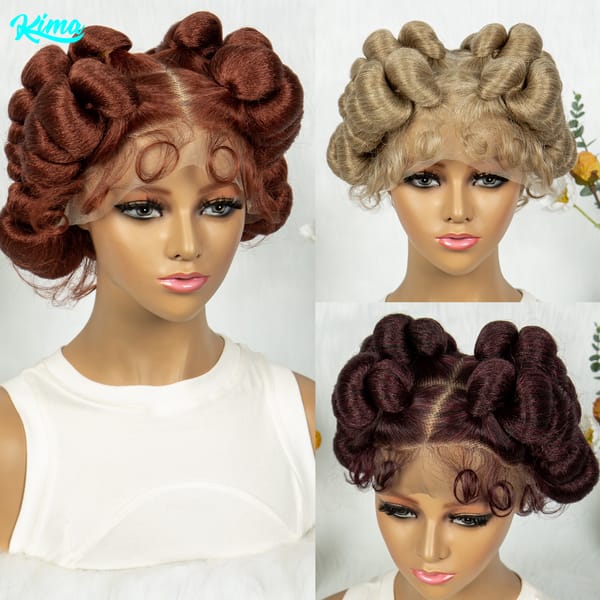 Bantu Synthetic Braided Wigs Full Lace Wig Knotless Box Braids Wigs For Black Women Handmade Afrian Braiding Hair Wigs
