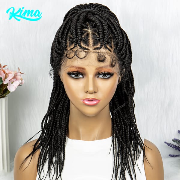 Box Braided Wig Synthetic 13x5 Lace Front Braiding Ponytail Wig African Braided Hair Ponytail Hair Wig With Baby Hair