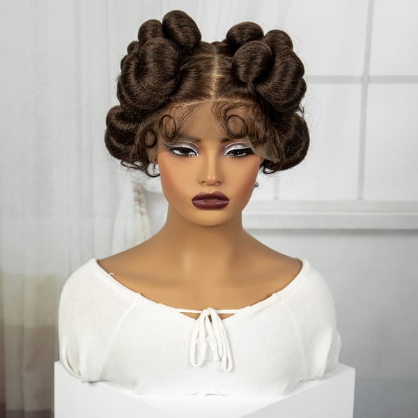 Full Lace Handmade Bantu Braided Wigs with Baby Hair Synthetic Braided Lace Wigs for Black Women Short Cute Knotless Braids Wigs