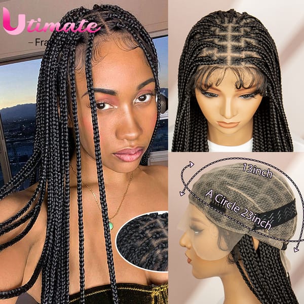 Synthetic Braided Wigs with Baby Hair for Black Women Knotless Wigs Full Lace Micro Braids Wigs Lace Frontal Braiding Hair Wigs