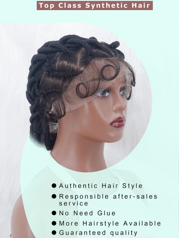 Full Lace Synthetic Box Braided Wigs 100% Handmade Front Lace Wig Braids with Baby Hair For Black Women