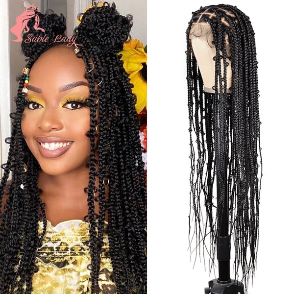 Synthetic Wig Sable Lady Braids Hair Wig Lace Wigs Butterfly Braids Hairstyles Full Lace Front Box Braided Wigs For Black Women