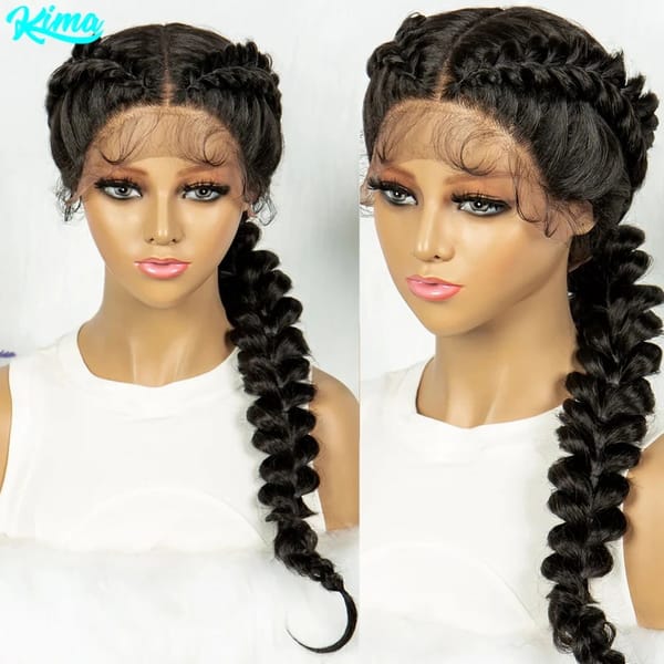 Kima Fishtail Braided Wigs 13x4 Lace Front Wig Synthetic Cornrow Braiding Wigs With Baby Hair For Black Women Wig