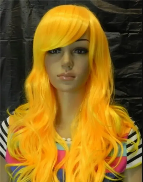 free shipping Long Yellow Curly Cosplay Synthetic Hair Anime Wigs