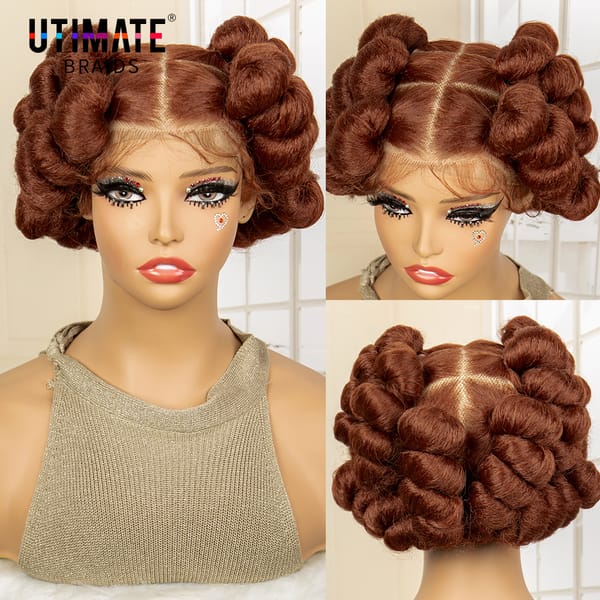 Synthetic Full Lace Braided Wigs Ginger Color 350 Kontless Braided Wigs with Baby Hair for Black Women Bread Braids Wig