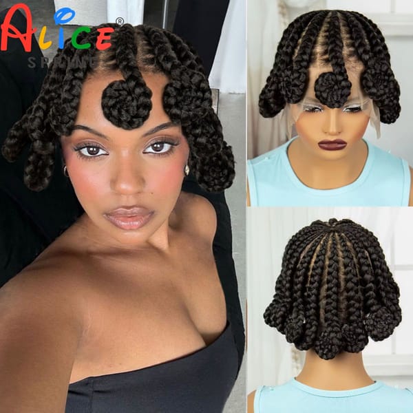Full Lace Braided Wigs Synthetic Cornrow Braids Wig for Black Women Handmade Knotless Braiding Hair Transparent Braided Lace Wig