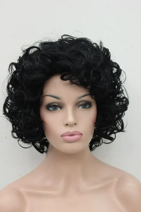 Fashion Short Black Curly Women's Cosplay Synthetic Hair Wig