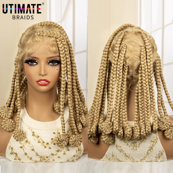 Synthetic Full Lace Braiding Wig African Bantu Side Part Braided Wigs Knotless Box Braids Wig with Baby Hair for Black Women
