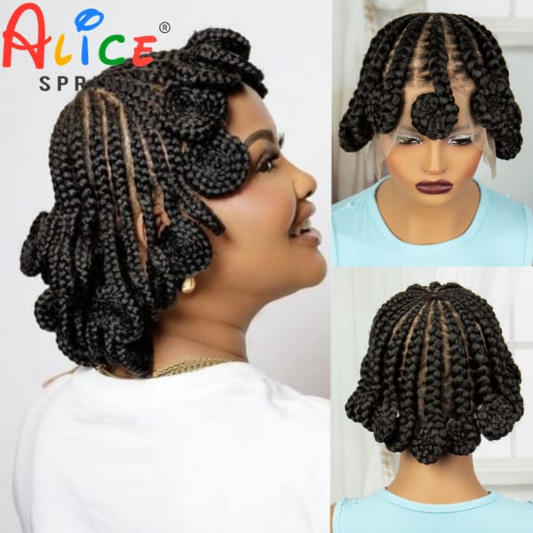 Synthetic Cornrow Braids Wig Full Lace Braided Wigs for Black Women Handmade Knotless Braiding Hair Transparent Braided Lace Wig