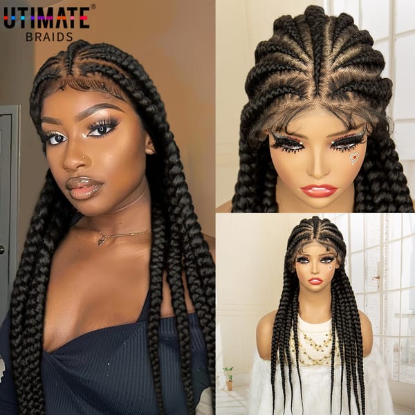Synthetic Braided Wigs Full Lace Cornrow Braided Wig for Black Women Lace Front Braids Wigs with Baby Hair Godness Braids