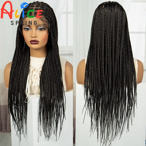Synthetic Knotless Box Braided Wigs Full Lace Braid Wig Natural Straight Braid Wig with Baby Hair Lace Front Wig for Black Women