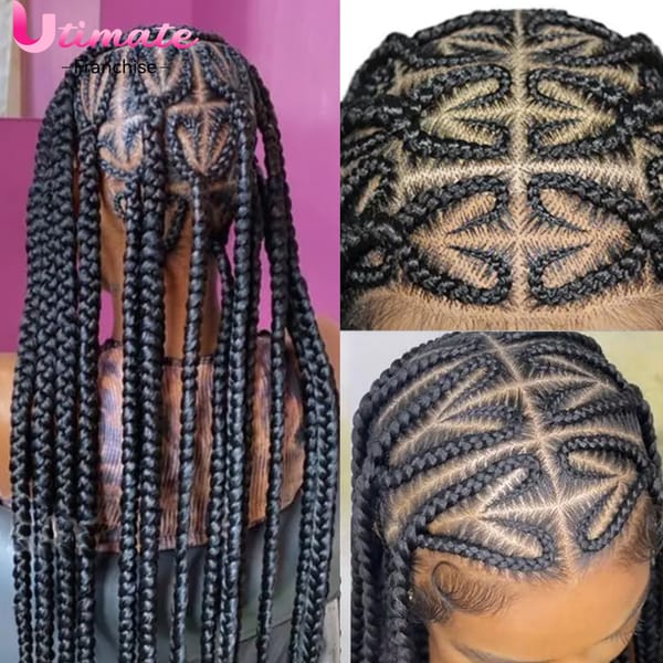 Cornrow Box Braided Wigs for Black Women Full Lace Knotless Wigs with Baby Hair 32 Inches Goddess Braiding Hair Wigs