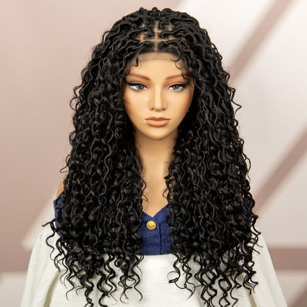 Lace Front Braided Wigs Twisted Braiding Hair Wigs 26 Inches Box Braids Wigs with Baby Hair for Black Women Natural Color Braids